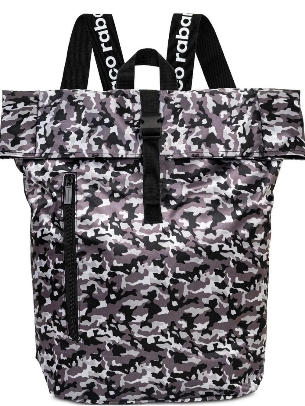 New mens Paco Rabanne Black and Gray Camo Roll-Top Backpack